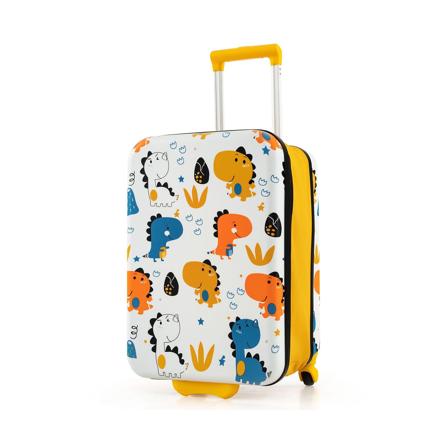 20 Inch Kids Rolling Luggage - Foldable Hardshell Suitcase - Yellow