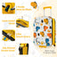 20 Inch Kids Rolling Luggage - Foldable Hardshell Suitcase - Yellow