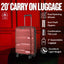 20-inch Red Carry-On Hardcase Roller Luggage with 360° Wheels