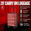 20-Inch Vibrant Red Spinner Carry-On Luggage with 360° Mobility - Korvel