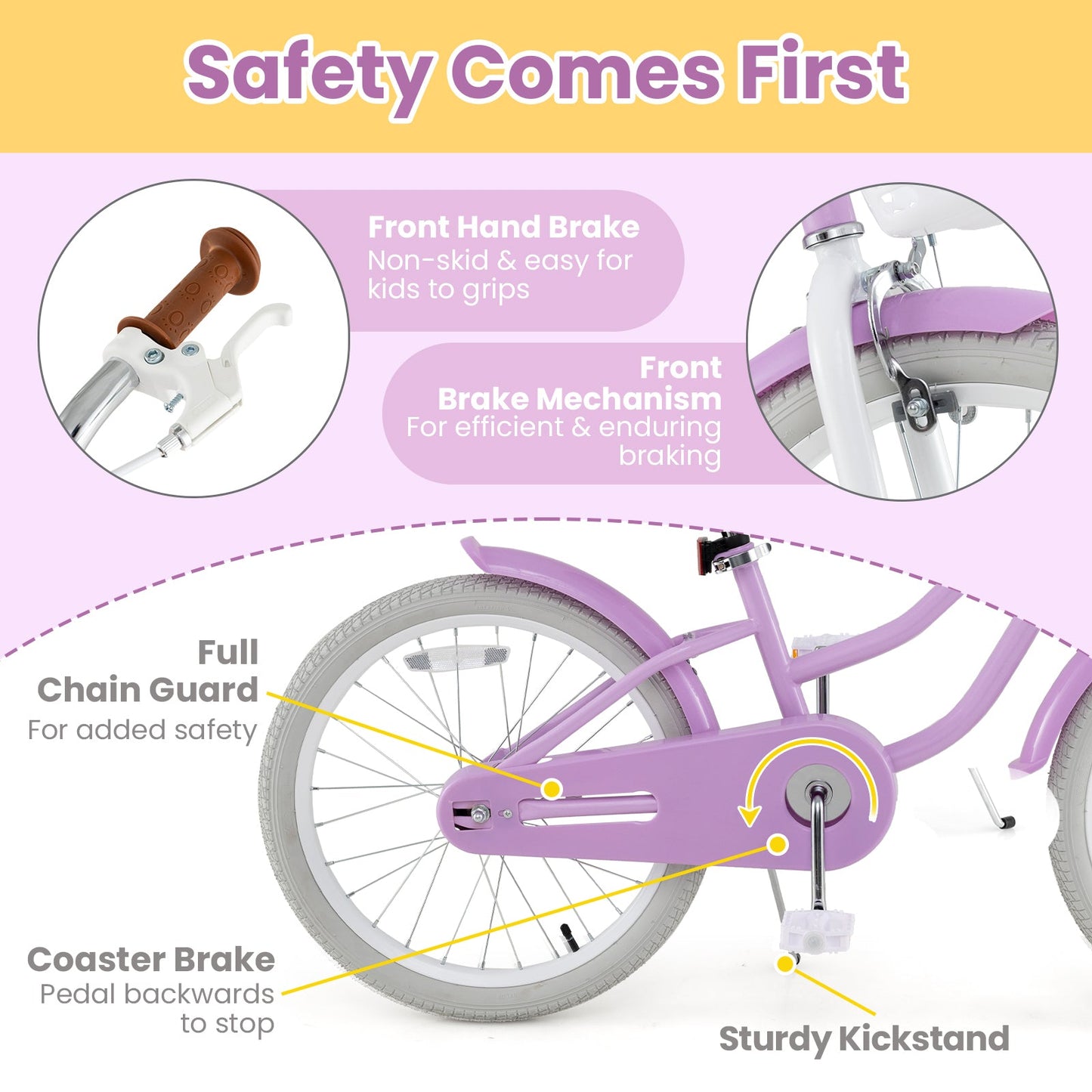 Bicicleta Ajustable para Niños de 20 Pulgadas con Sistema de Doble Freno