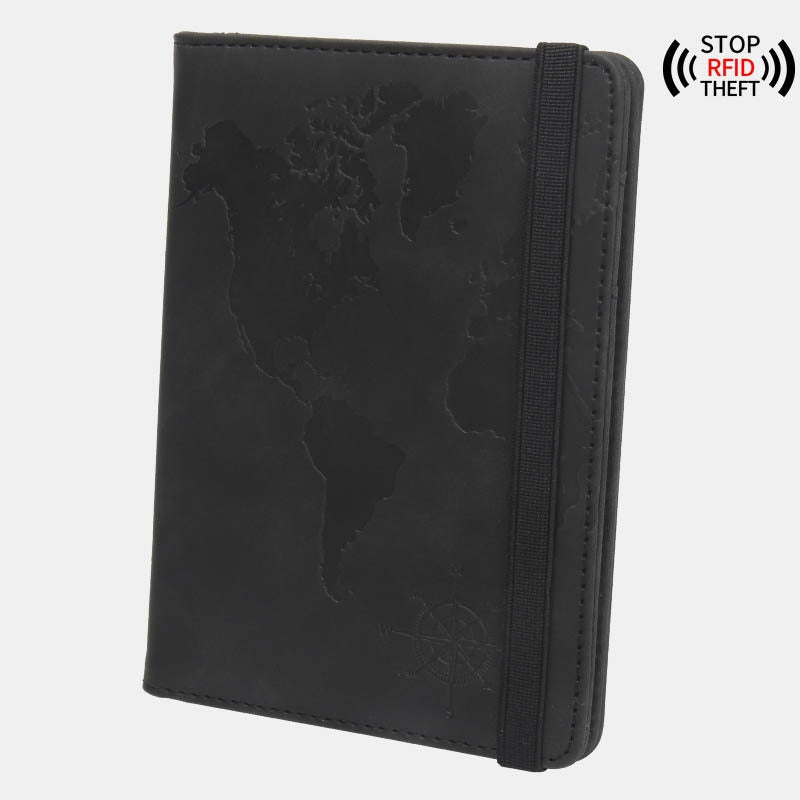 World Map Passport Case with Anti-Magnetic Features