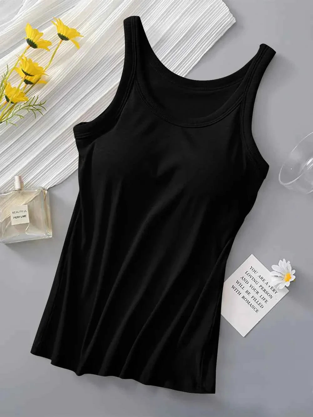 Camiseta Premium de Cuello Redondo con Soporte de Sujetador Integrado