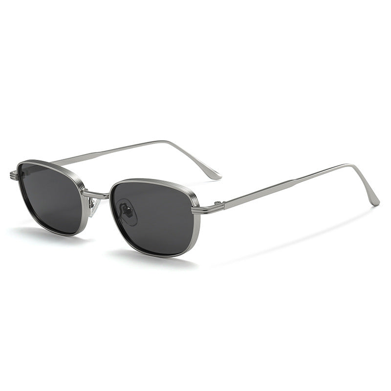 Lunettes de soleil carrées rétro en métal avec protection UV