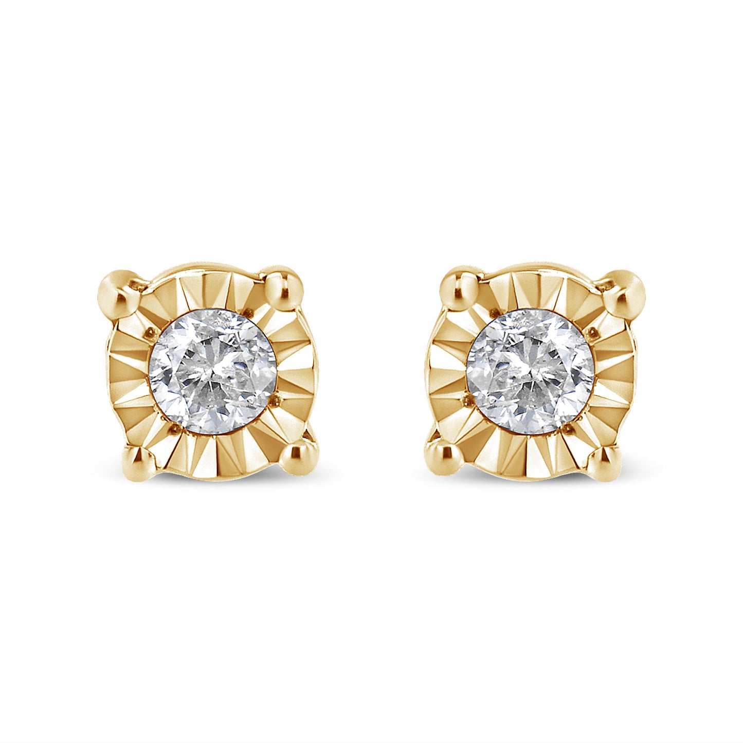 Pendientes de diamantes con chapado en oro amarillo de 10K