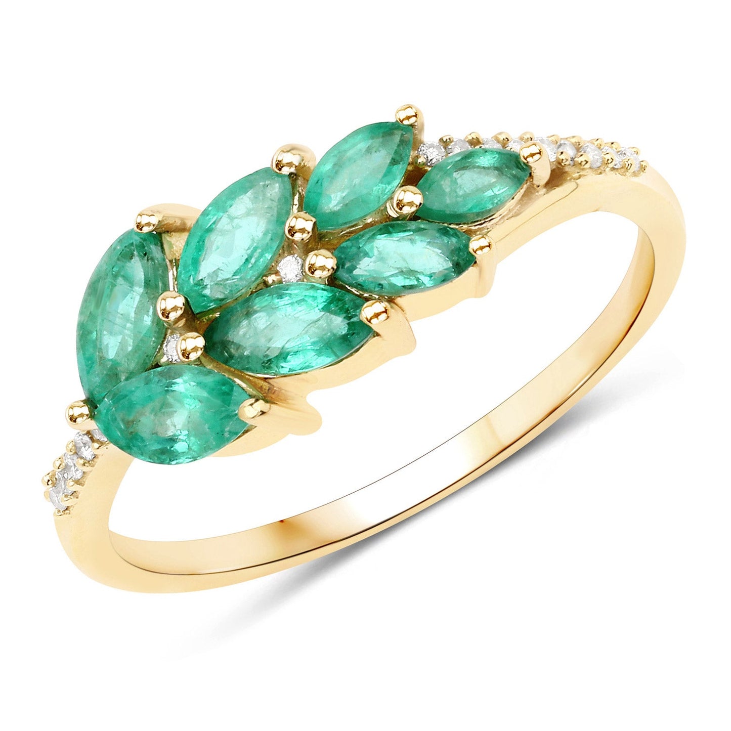 0.68 Carat Zambian Emerald & Diamond 14K Yellow Gold Engagement Ring