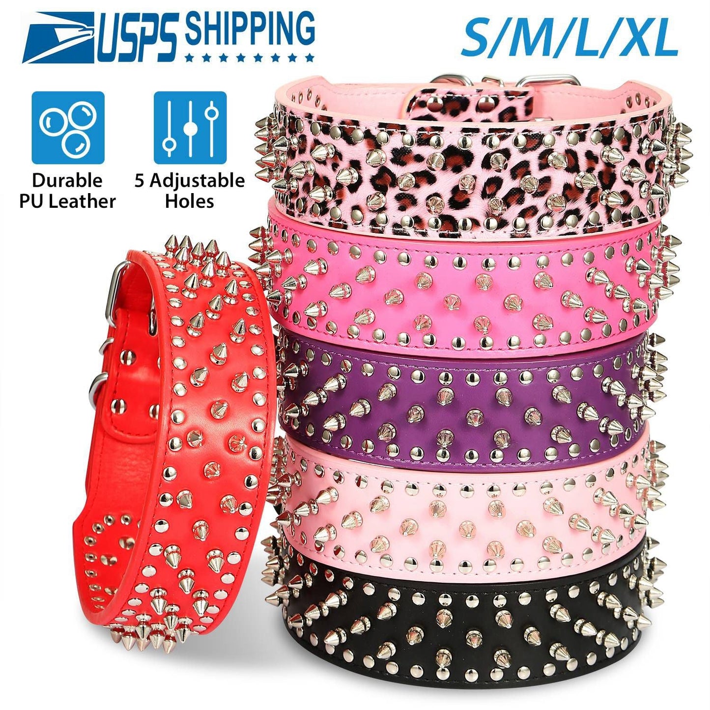 GBruno Premium Spiked Leather Dog Collar