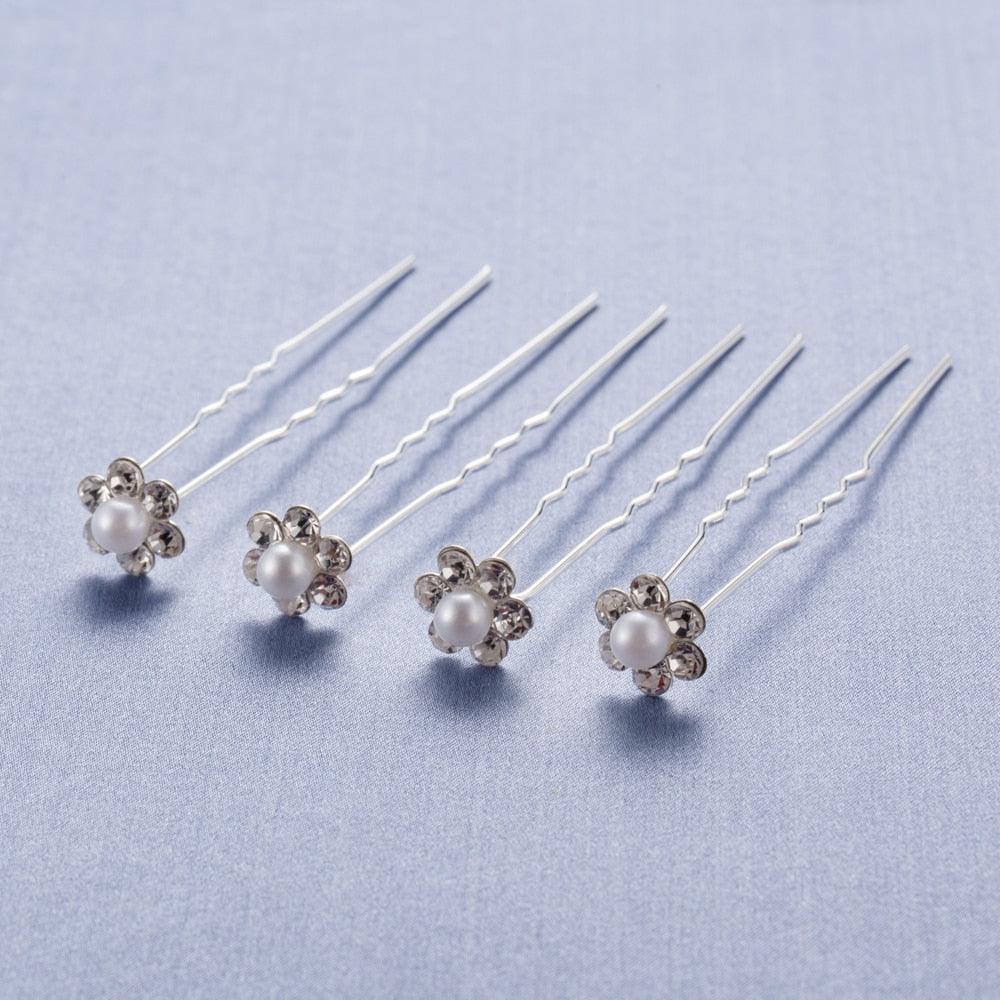 20Pcs Bridal Pearl Flower Hair Pins - Elegant Wedding Accessories