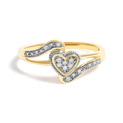 10K Yellow Gold Diamond Accent Filigree Heart Promise Ring - Size 7