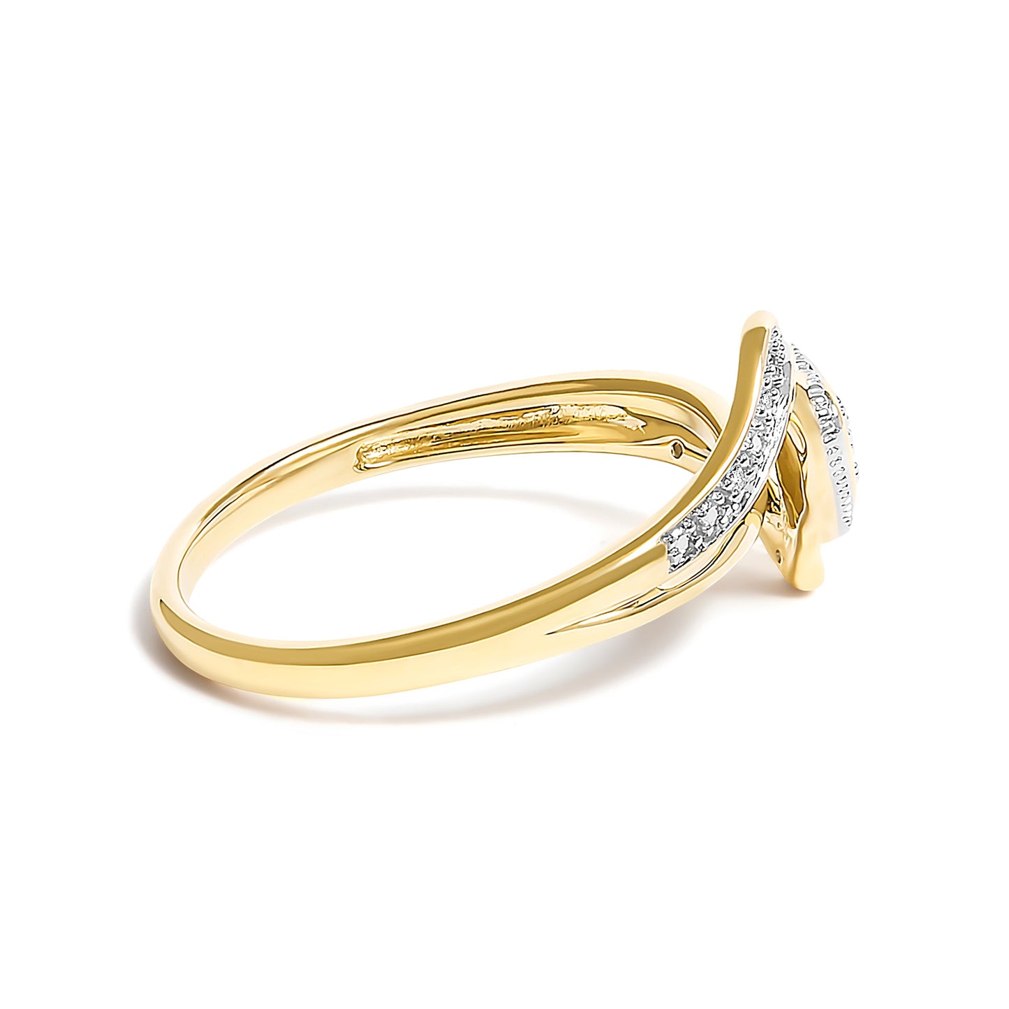 Bague de promesse en cœur filigrane avec accent en diamant en or jaune 10K - Taille 7