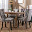 Modern high-end plush solid wood velvet cushioned dining chair with wooden leg nail head decoration, two piece set in gray - Korvel