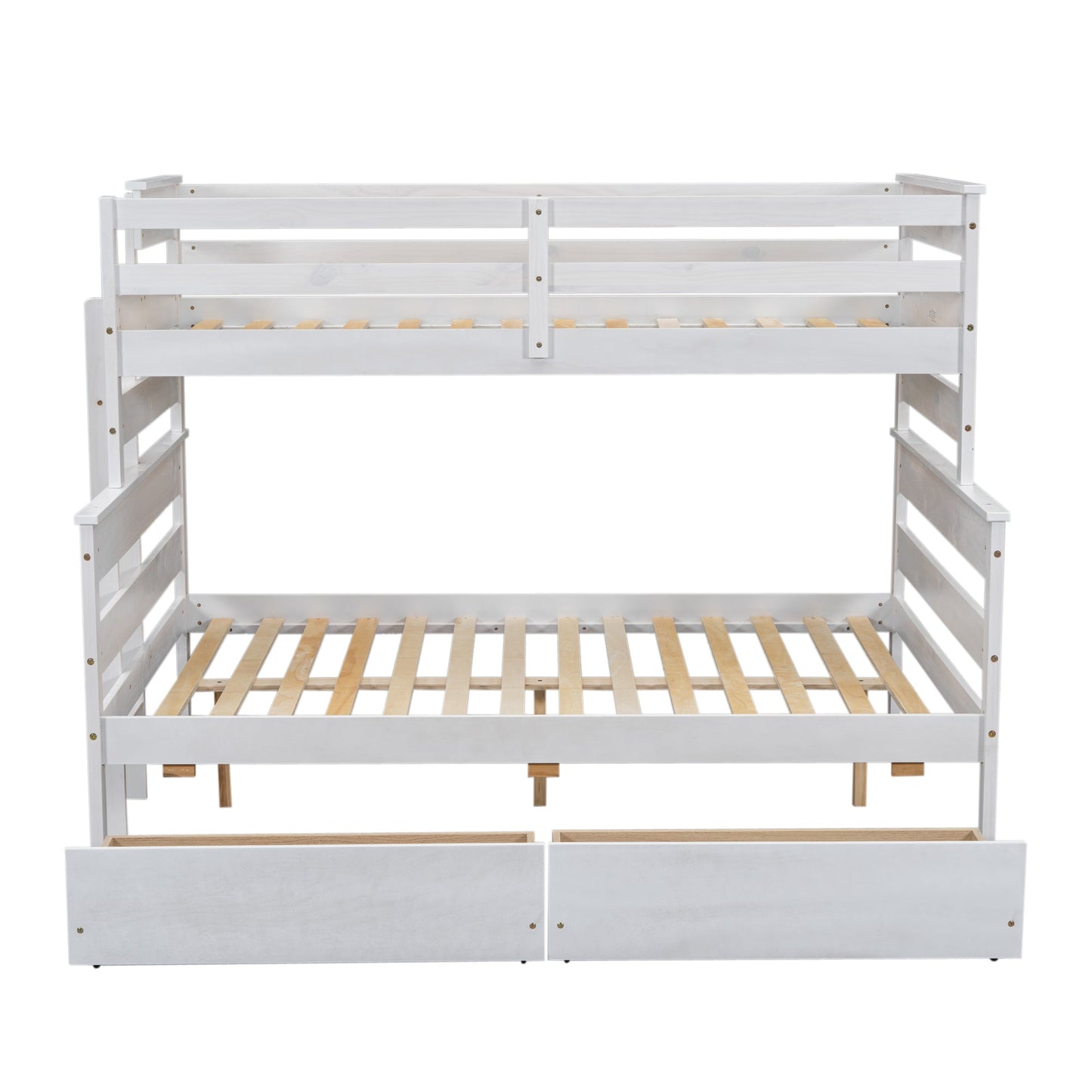 Wood Twin over Full Bunk Bed with 2 Drawers  White - Korvel