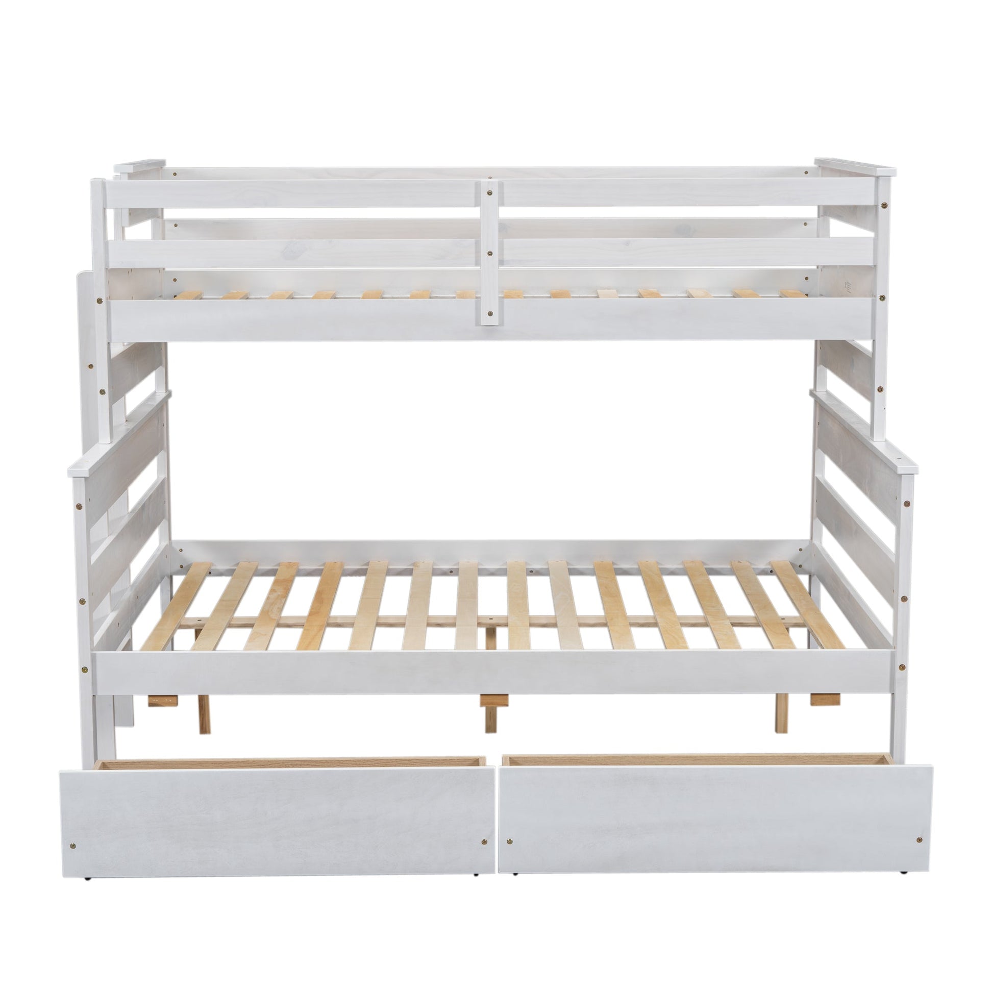 Wood Twin over Full Bunk Bed with 2 Drawers  White - Korvel