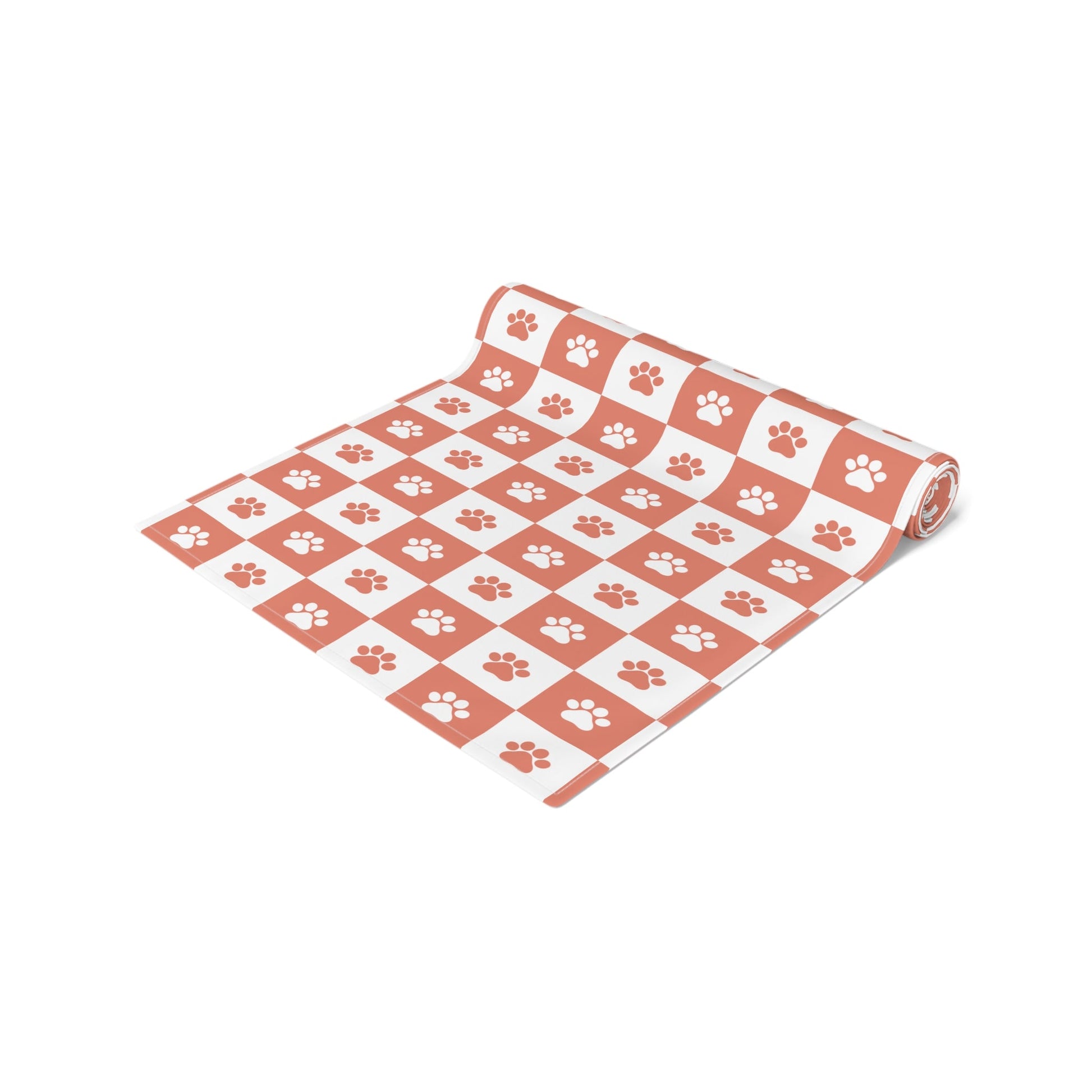 Charming Red & White Paws Table Runner - Cotton & Polyester Options - Korvel