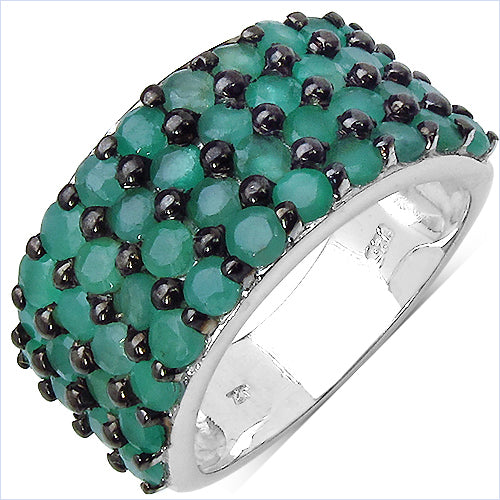 Anillo de Compromiso de Esmeralda Genuina de 2.99 Quilates en Plata de Ley