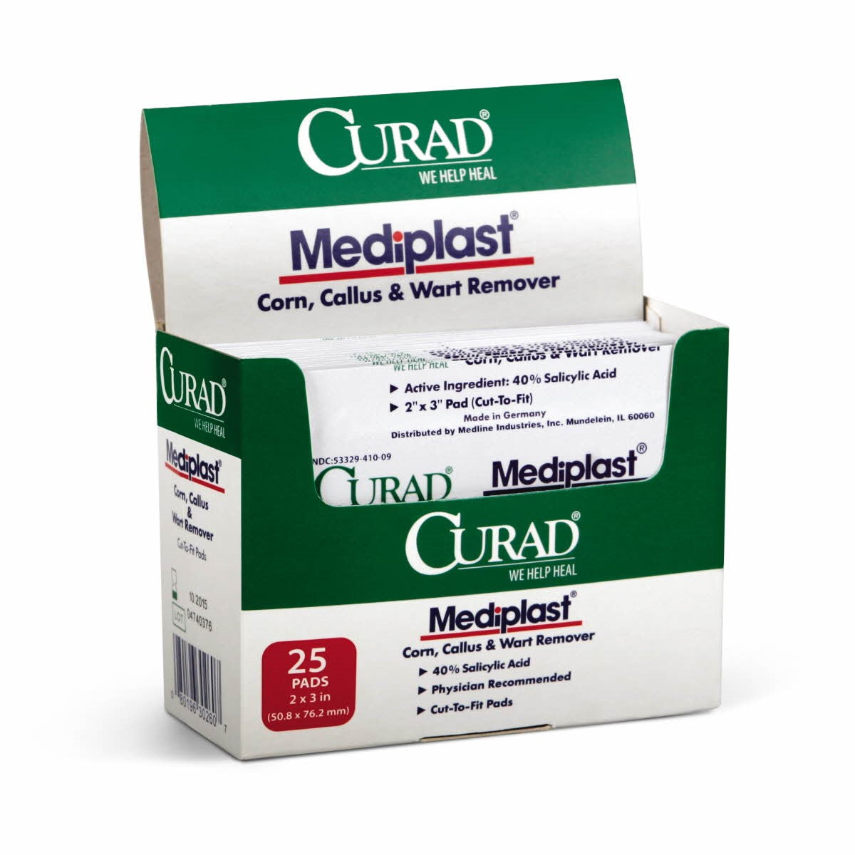 Tampons enlevés de maïs et de callosités Curad Mediplast - 25 unités