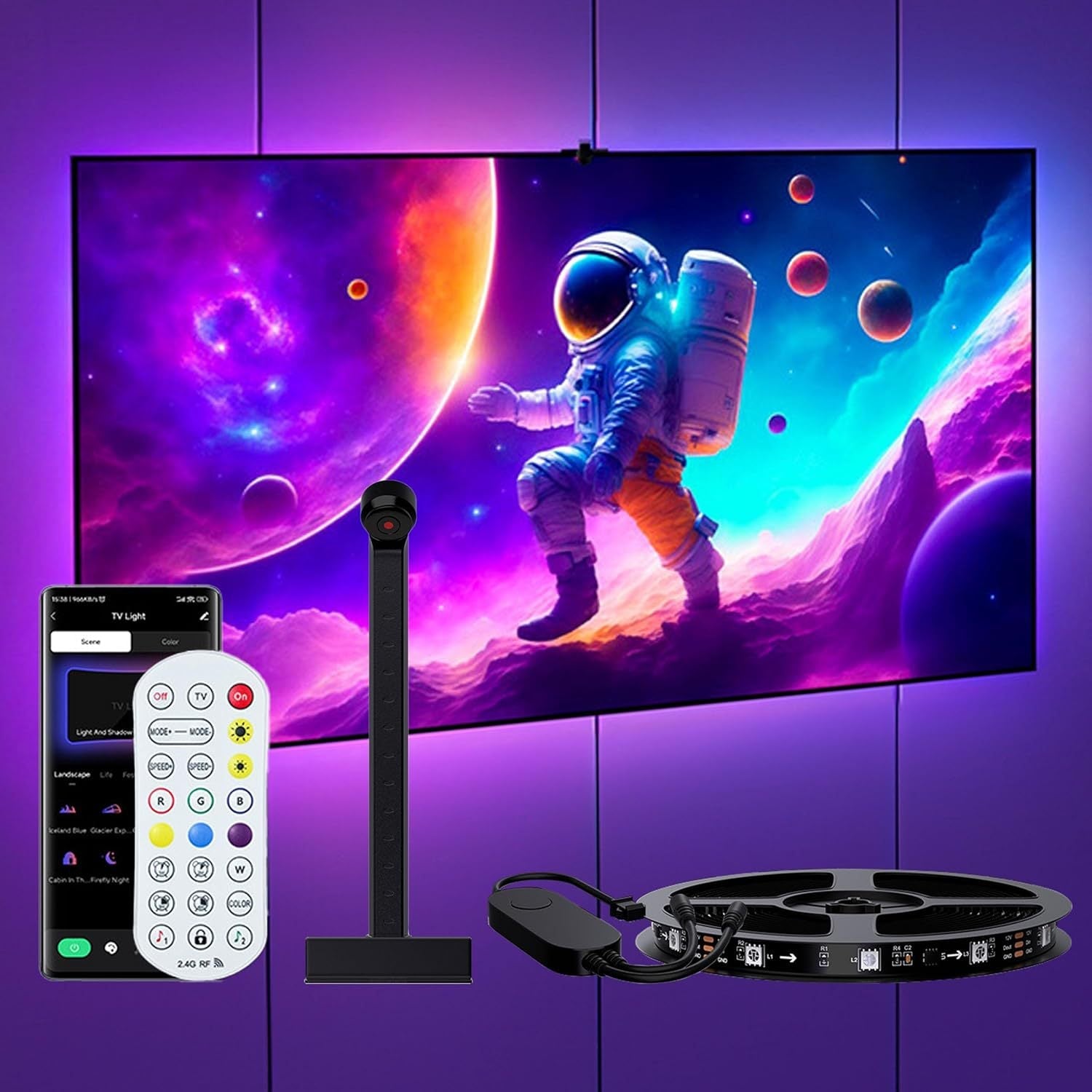 LED Light Strip Bluetooth Sync TV Background Ambient Light with Camera Color Matching - Korvel