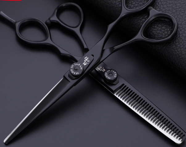 Professional Japan 440c 6 & 5.5 inch rainbow cut hair scissors set cutting shears thinning barber scissor hairdressing scissors - Korvel