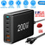 200W Fast Wall Charger with 6 Ports - Premium USB Charging Station