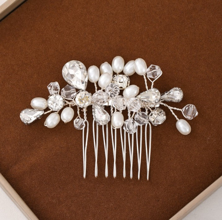 Elegant Handmade Crystal Pearl Hair Comb