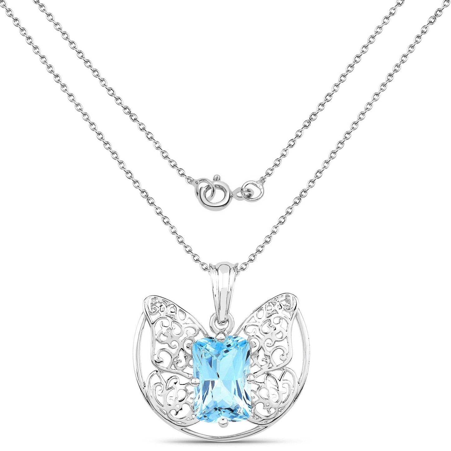Pendentif en topaze bleue suisse véritable de 11,10 carats en argent sterling