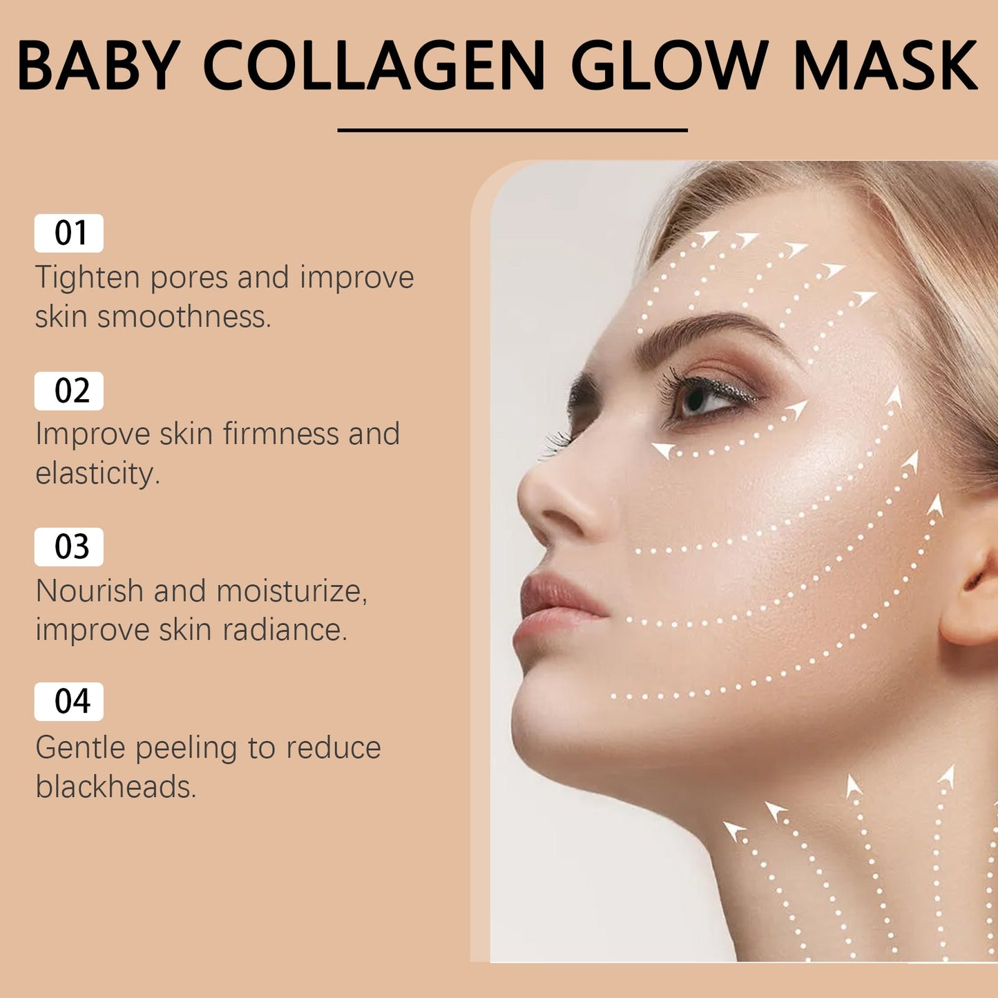 Masque Peel au Collagène Premium pour Hydratation et Éclaircissement de la Peau
