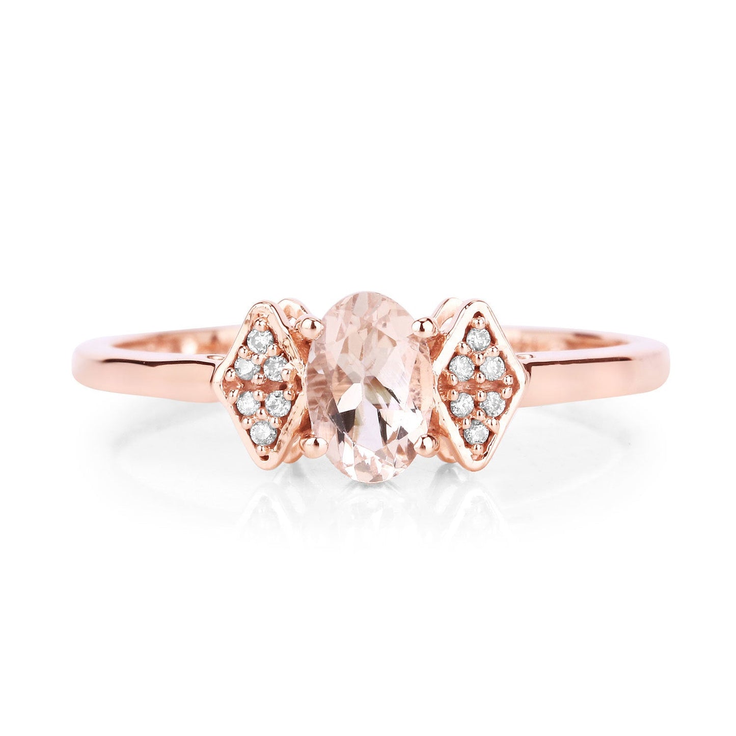 Bague de fiançailles en morganite et diamant de 0,46 carat en or rose 14K