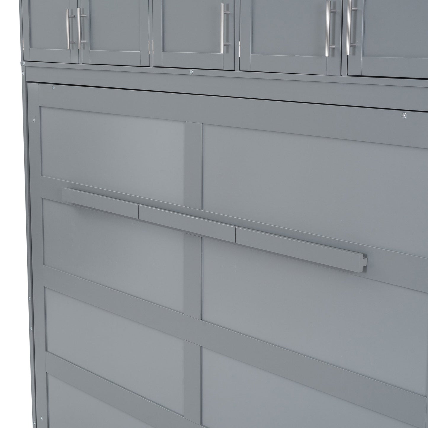 Full Size Murphy Bed Wall Bed with Top Cabinets,Gray - Korvel