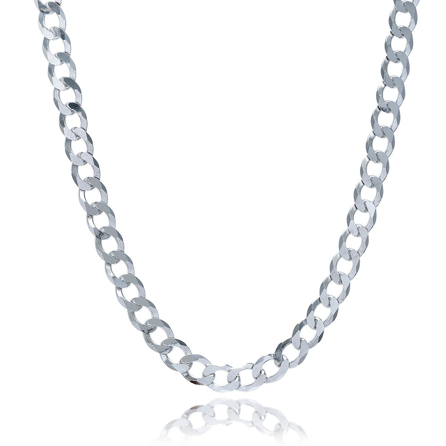 Collier en chaîne curb en argent sterling plaqué rhodium