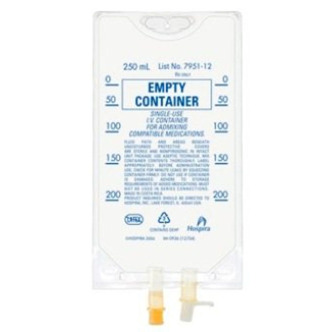 Conteneur IV flexible vide LifeCare, 250 mL (Caisse de 48)