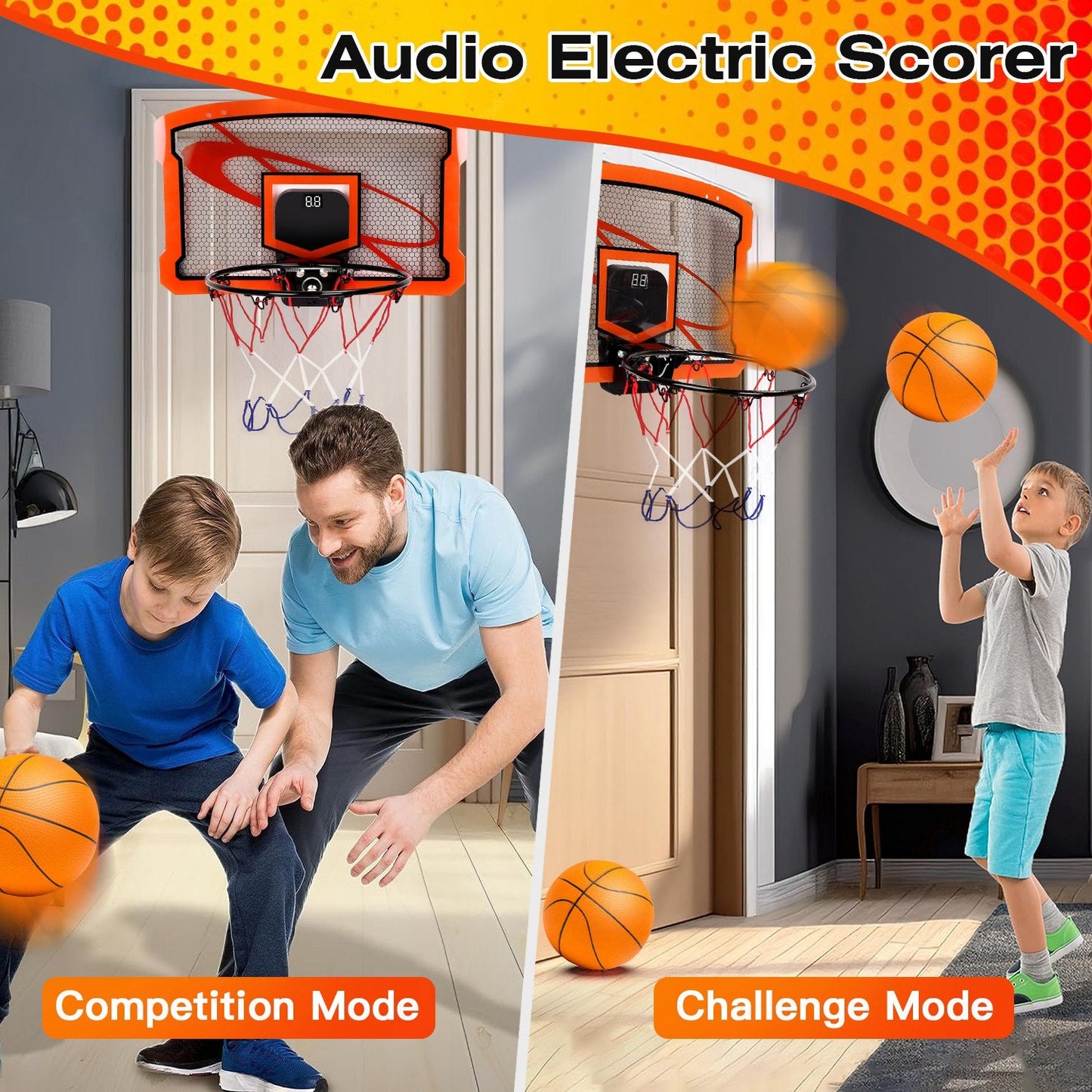 Ensemble de mini panier de basketball intérieur Gbruno avec marqueur audio