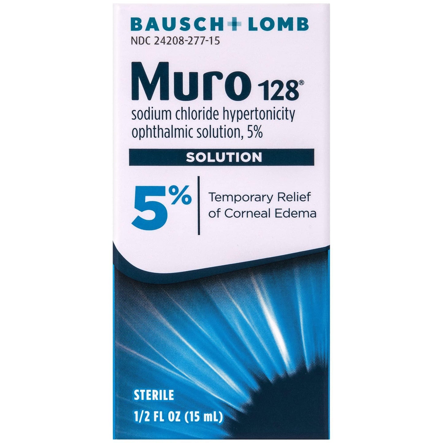 Bausch + Lomb Muro 128 5% Solution – Sterile Eye Drops, 0.5 fl oz