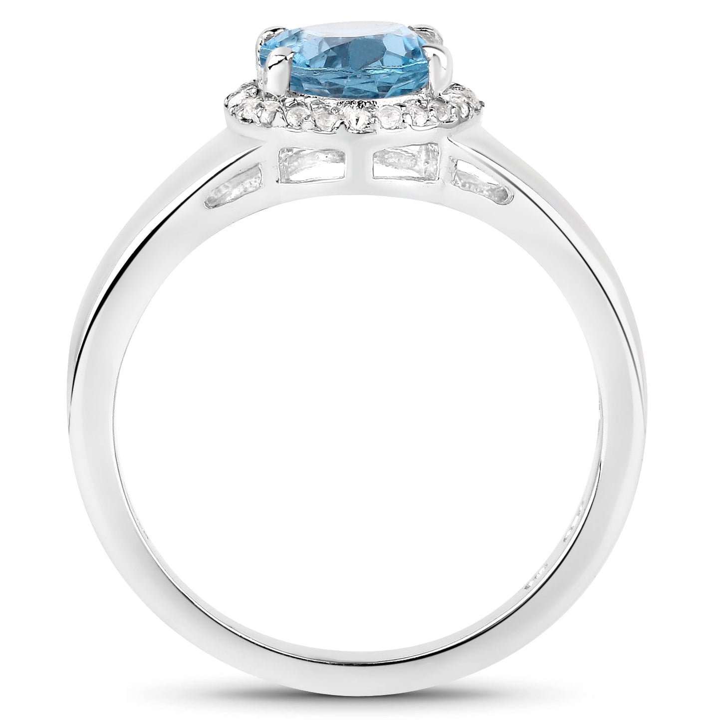 Bague en argent sterling avec topaze bleue de Londres et topaze blanche de 2,13 carats