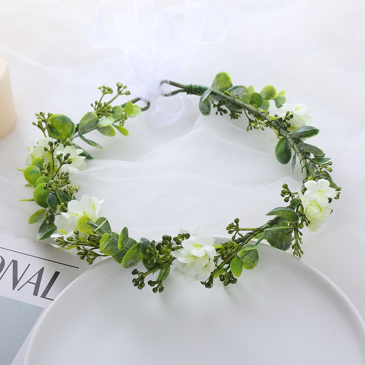 Full sky star flower wreath simulation flower bud small floral headdress sweet holiday travel photo head flower wreath - Korvel