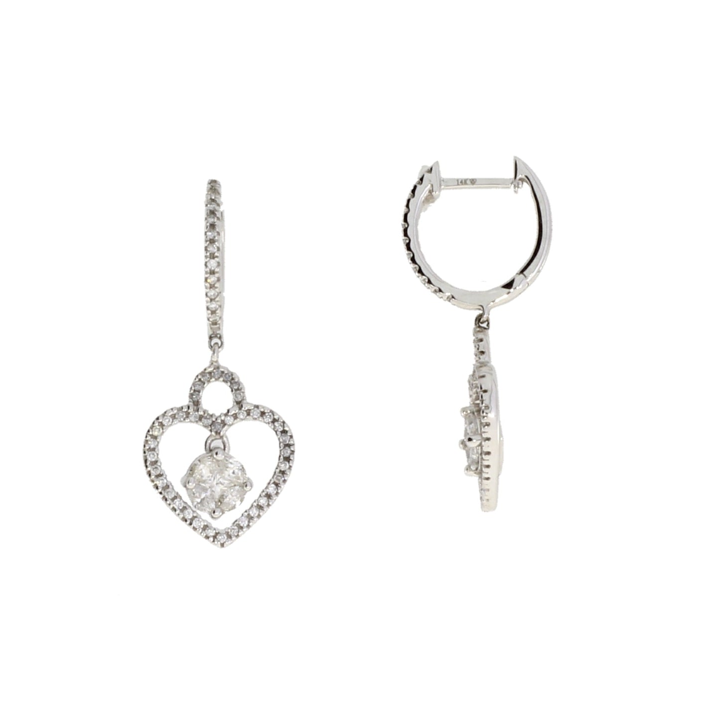 Natural .50ct Diamond Dangle Earrings in 14KT White Gold