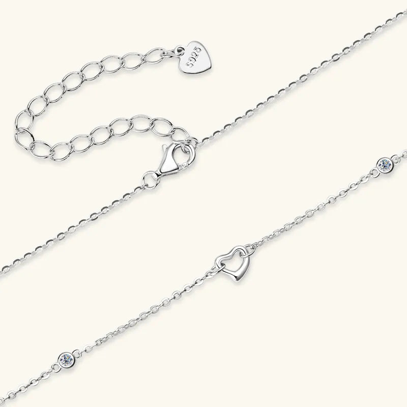 Collar de Corazón de Moissanita en Plata de Ley 925