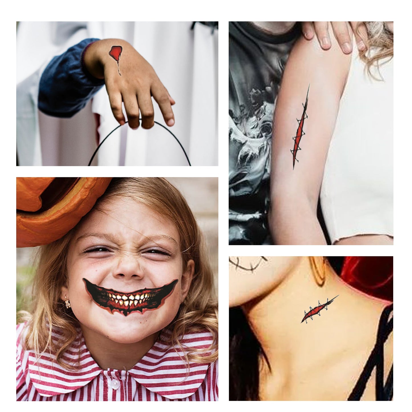Halloween Tattoo Stickers, Halloween Horror Party Party Makeup Decorative Mouth Tattoo Stickers - Korvel