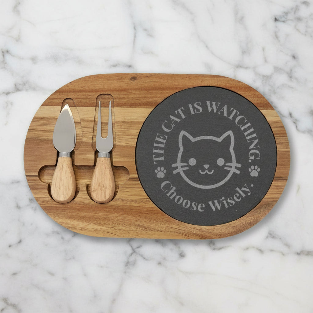 Planche à Charcuterie Gravée - Le Chat Regarde