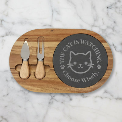 Planche à Charcuterie Gravée - Le Chat Regarde