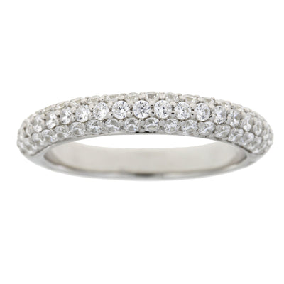 Elegant Cubic Zirconia Wedding Band in Sterling Silver