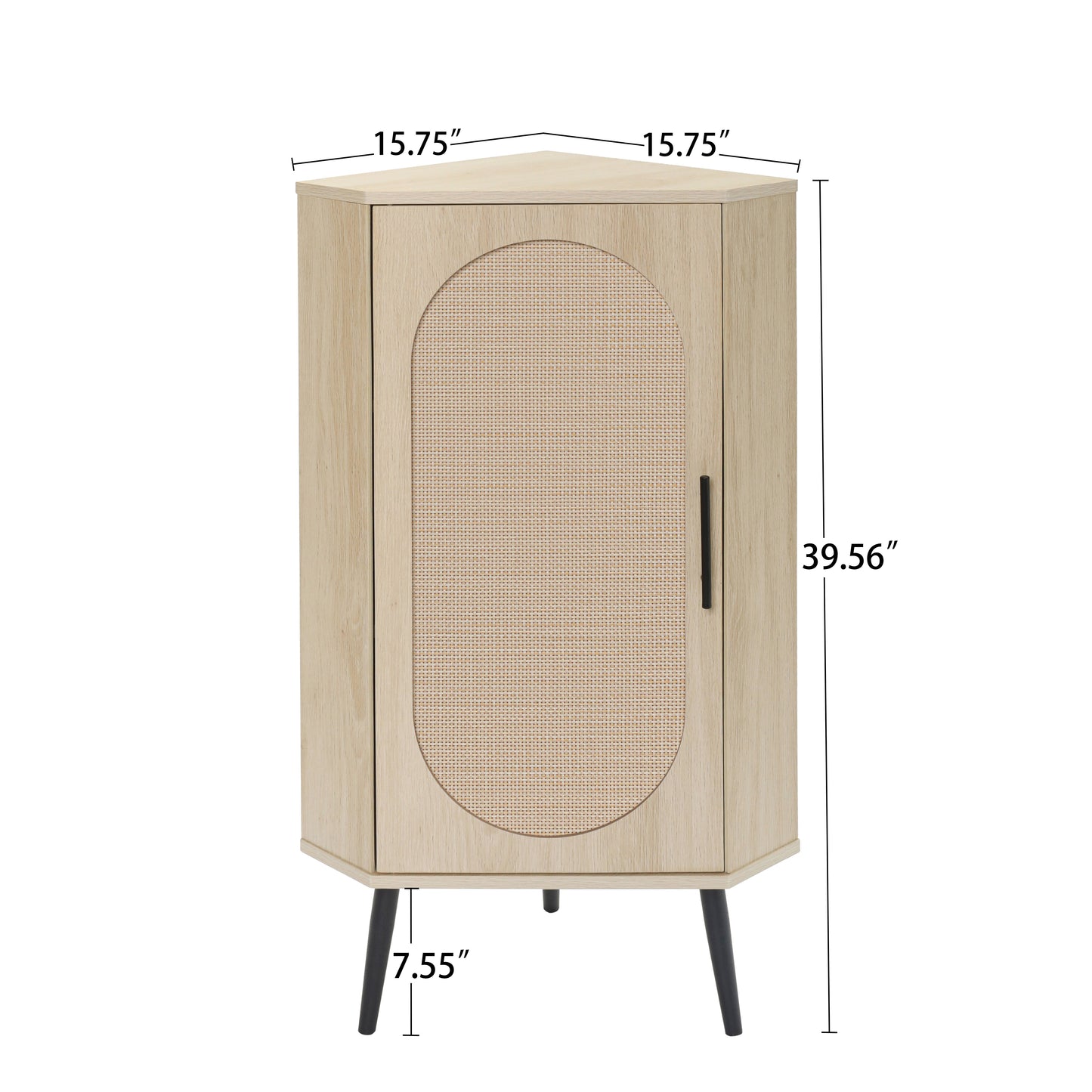 Elegant Freestanding Corner Cabinet with Rattan Doors
