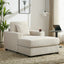 39.7" Oversized Chaise Lounger Modern Style Sofa Couch ,with Pillows, Charge Station & Cup Holders, Chenille Fabric, Cream - Korvel