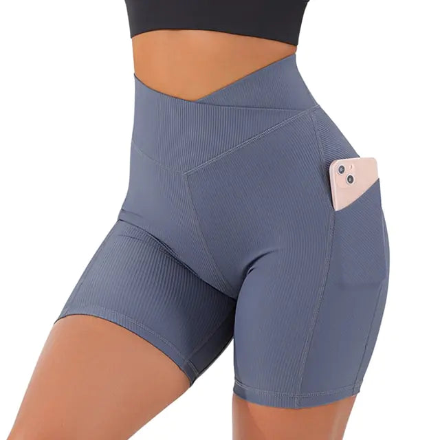 Shorts de Yoga Sin Costuras de Cintura Alta para Mujeres