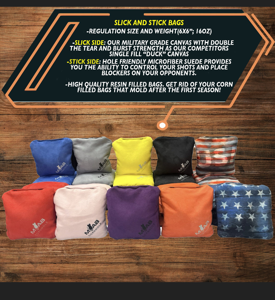 Customizable Slick & Stick Cornhole Bags - Choose Your Color! - Korvel