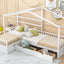 Twin Size House Platform Bed with Three Storage Drawers White - Korvel