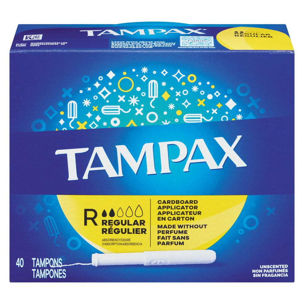 Tampons avec applicateur en carton Tampax - Absorption régulière, sans parfum