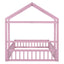 Wooden Full Size Children's Bed with Detachable Headboard and Integrated Clothes Drying Rack, Pink - Korvel