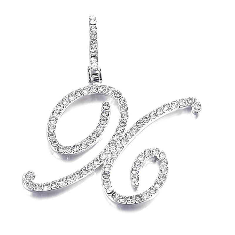 Hip Hop Grass Letter Pendant with Cuban Chain