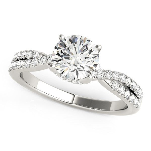 14k White Gold Fancy Prong Split Shank Diamond Engagement Ring