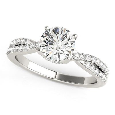 14k White Gold Fancy Prong Split Shank Diamond Engagement Ring